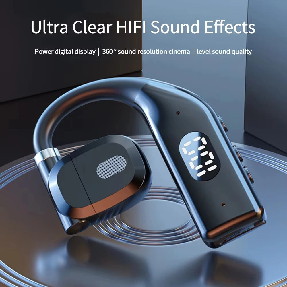 LED Single Earphones Long Standby Business Headphones Waterproof Mono Headset Outdoor Call Bluetooth5.3 Wireless Earbuds