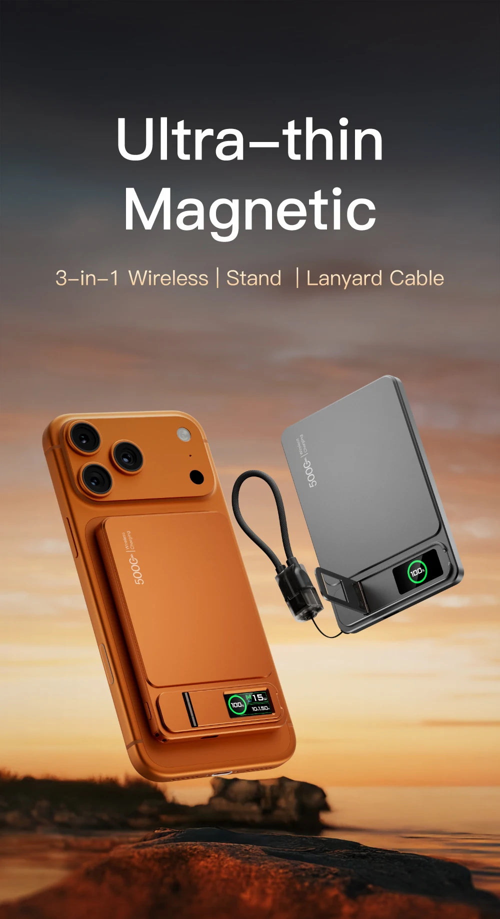 3 In 1 Magnetic Powerbank 15W Wireless Fast Charing With Intelligent TFT Screen External Battery For iPhone 12-17  Watch Airpod