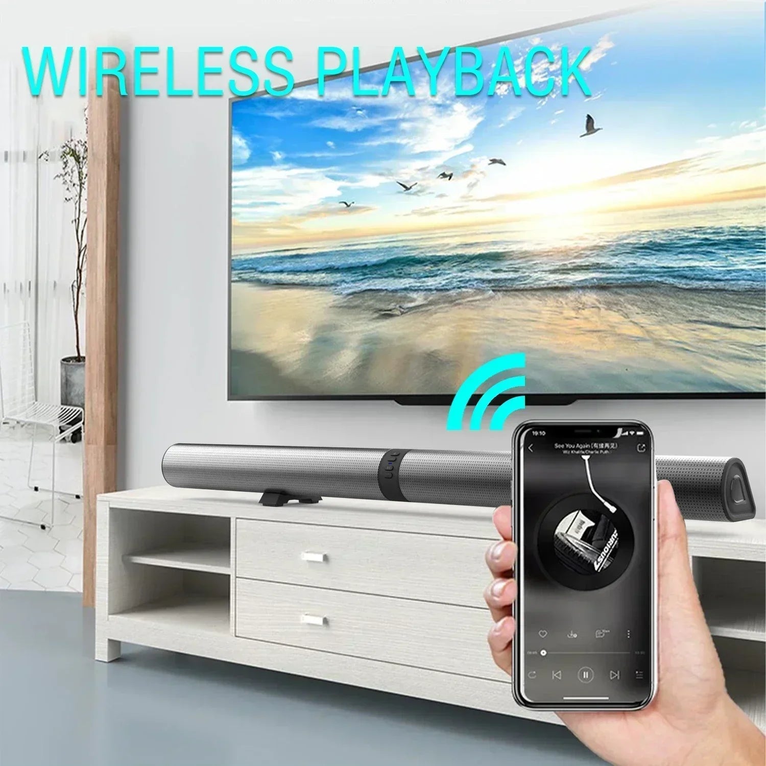 120W BS-56 TV Bluetooth Speakers AUX/BT/OPT Connections Soundbars With 2-in-1 Detachable Home Cinema Sound System FM Soundbar