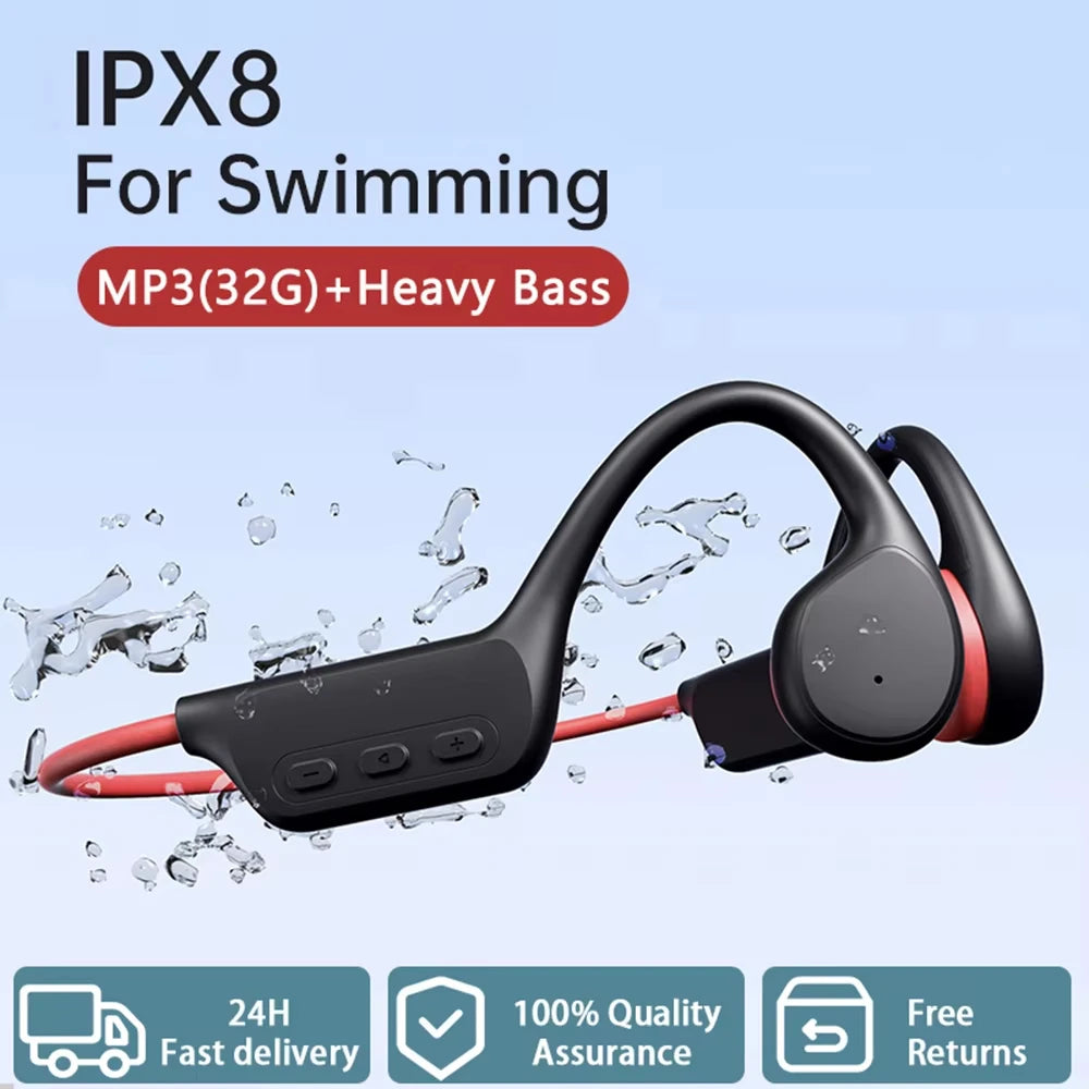 Bone Conduction Headphones IPX8 Waterproof MP3 32GB Bluetooth5.4 Wireless Headphones With Mic Swimming Sports Fitness 2026 NEW