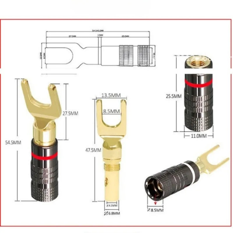 2/6/10/20/50pcs 4mm Banana Plugs Male Connector 24K Gold Plated Hifi Audio Speaker Banana Connectors for Speakers and Amplifiers