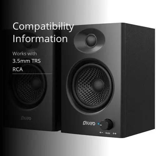 OHAYO 60W Computer Speakers for Music Gaming, Active Bluetooth 5.3, Stereo 2.0 Speakers for Desktop PC or Laptop, Aux RCA Input
