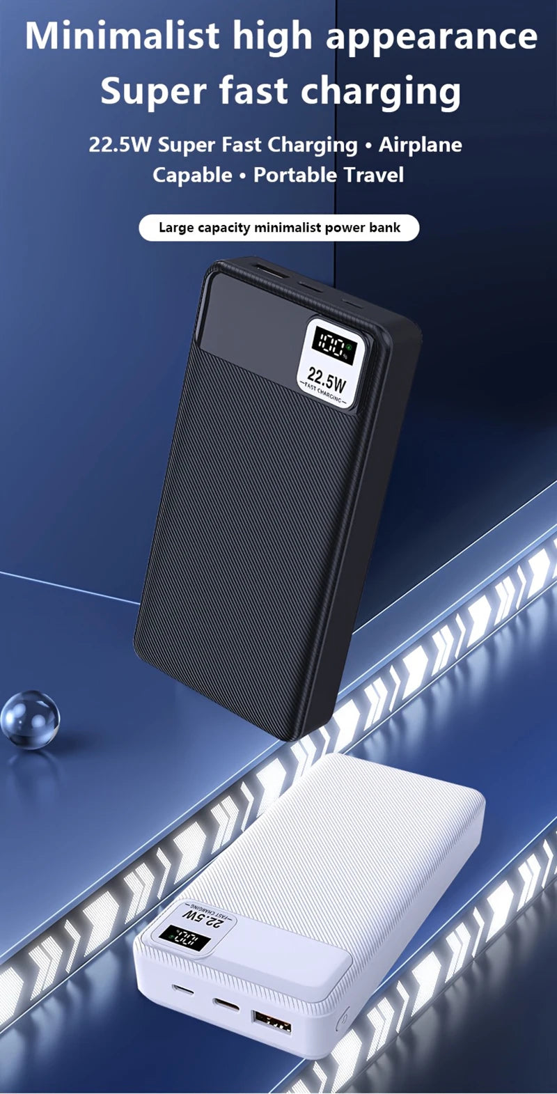 100000mAh Power Bank 22.5W Fast Charging Portable Charger External Battery High Capacity Powerbank For iPhone Huawei Oneplus