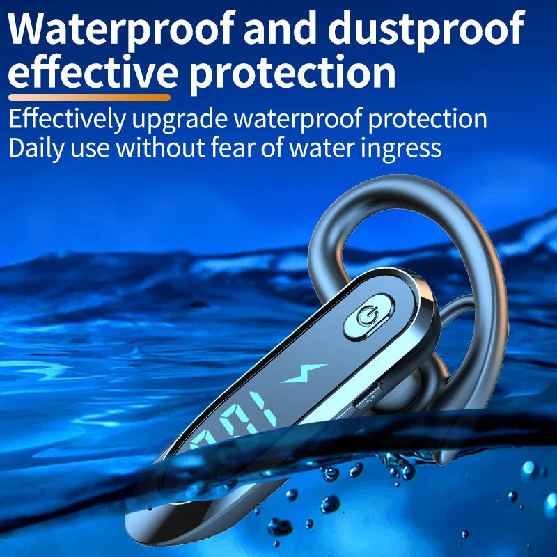 Bluetooth 6.0 Earphone HiFi Stereo Music Earbuds 270° Rotation Ear Hook Headphone LED Display Waterproof Noise Reduction Headset