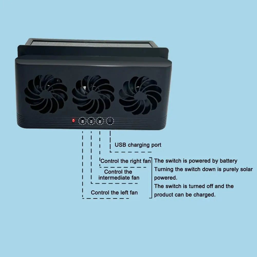 Car Solar Exhaust Fan Air Circulation Cooling Cooling Window Summer Tool Exhaust Interior Accessories Fan Fan Cooling S3D4