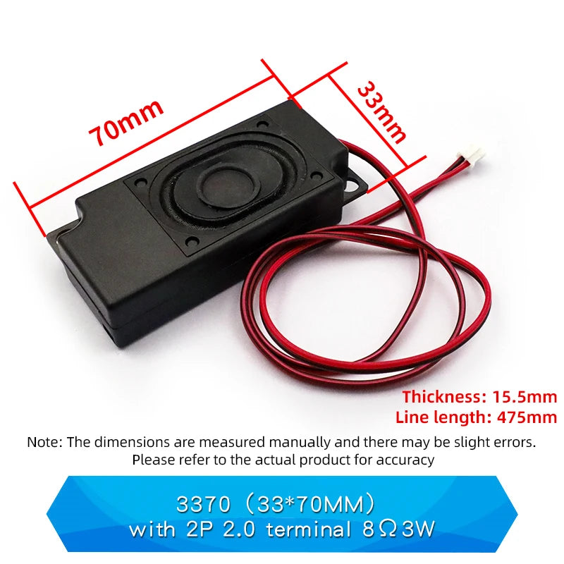 1PCS Audio Portable Speakers 8Ω 2W/3/4/5W 3370 3718 3080 Chamber Speaker  Advertising Machine Passive Speaker with 2P 2.0 Plug