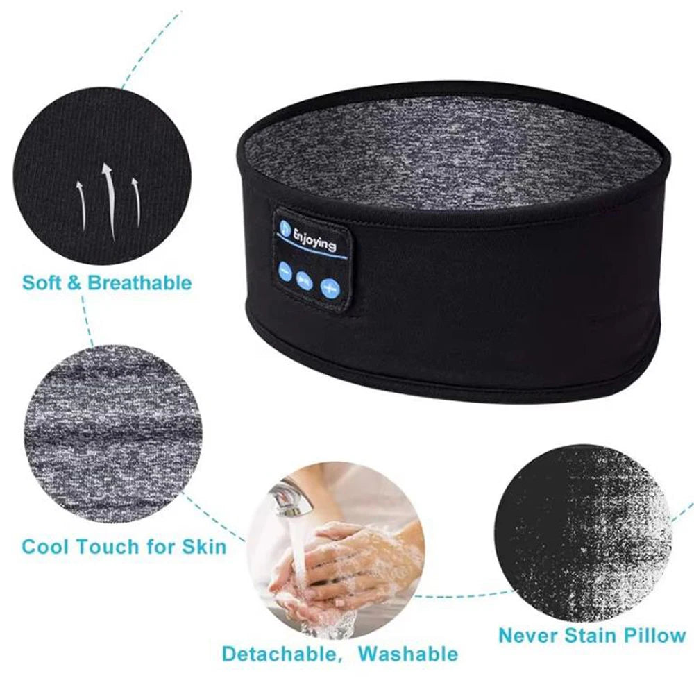 Bluetooth Music Headband Wireless Sports Sleeping Headphones Eye Mask Comfortable HD Stereo Speakers Elastic Headset Headband
