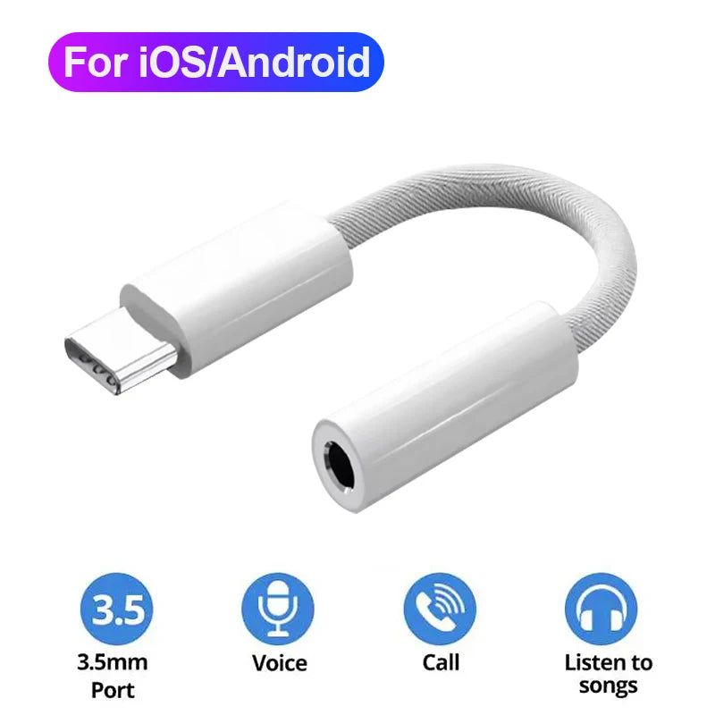USB C to 3.5mm Headphone Adapter for iPhone Sumsang Huawei Xiaomi Redmi Poco Pixel 3.5mm Jack Earphone AUX Audio Adapter Cable