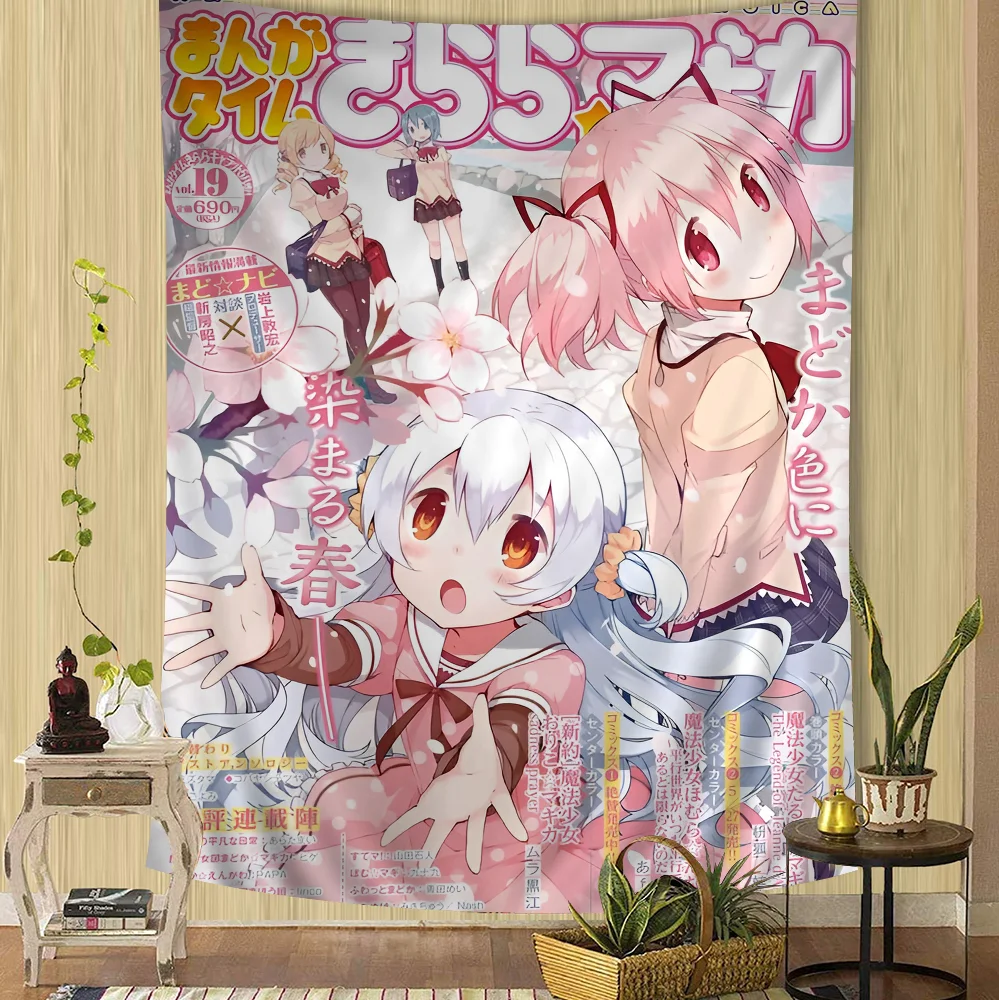 VIKAMA Magical Girl Tapestry Bohemian Tapestry Tarot Hippie Tapestry Dormitory Japanese Tapestry Wall Decoration