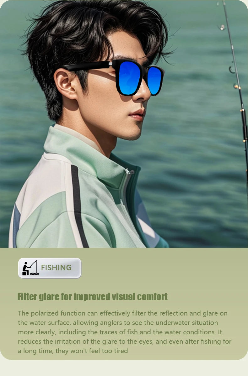 LIGE Fashion AI Smart Bluetooth Glasses Voice Assistant Bluetooth Call Playing Music Men Women Smart Sunglasses Camera Control