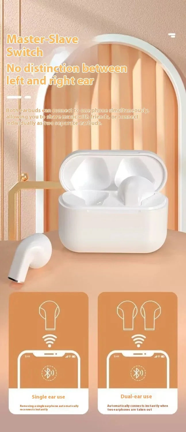 Mini Earphones Wireless Bluetooth Earbuds Long-Lasting TWS Noise Cancellation Headphones Extended Battery Life With Mic