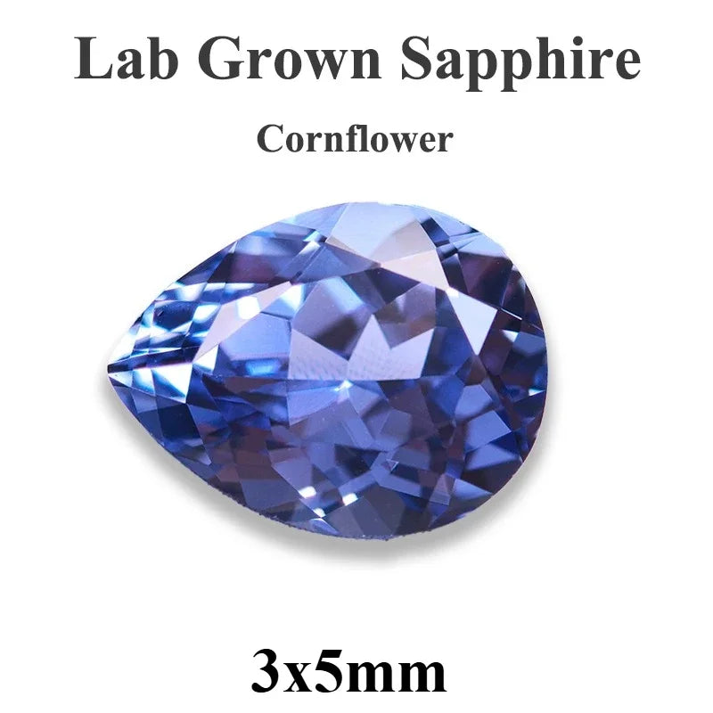 Lab Grown Sapphire Pear Cut Multiple Colors Available VVS1 Gemstone DIY Jewelry Making Materials with Selectable Certificate