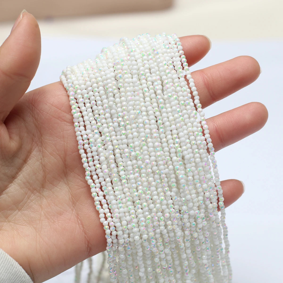 Natural Semi-Precious Stone Crystal Quartz Loose Beads Plating Color 2mm for Jewelry Making DIY Bracelet Necklace Lenght 38cm