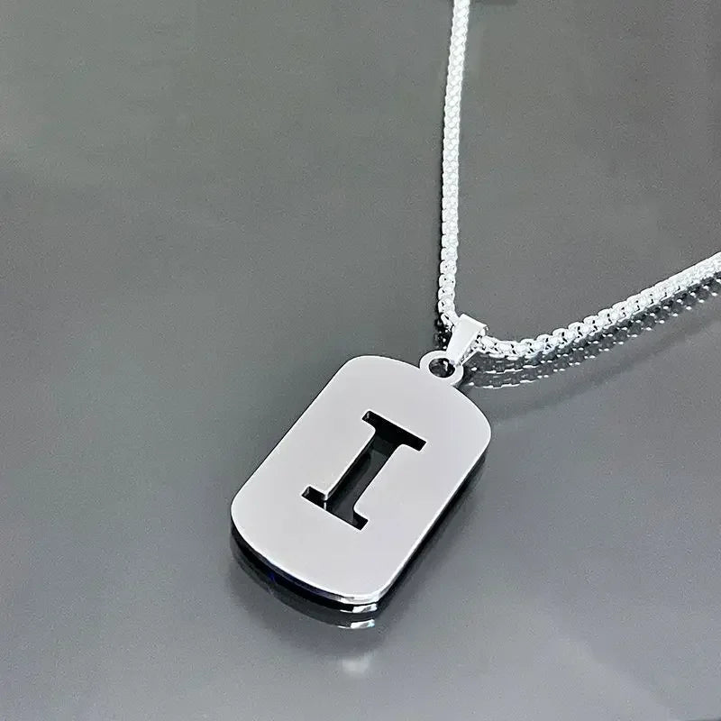Fashion Punk A-Z Initial Tag Letter Stainless Steel Pendant Necklaces for Men Women Wholesale Jewelry Lot Collar Jewelry Goth