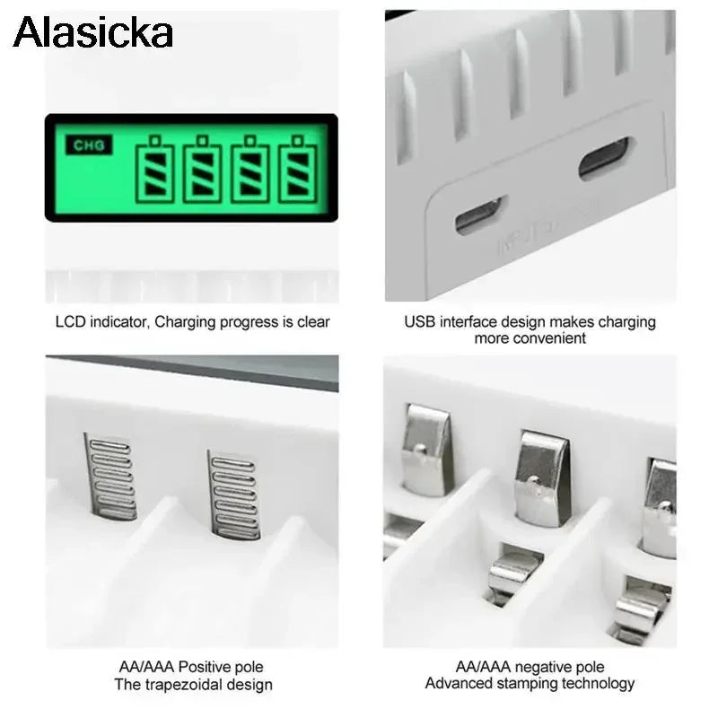 LCD Display Smart Intelligent Battery Charger With 4 Slots  For AA/AAA NiCd NiMh Rechargeable Batteries aa aaa Charger