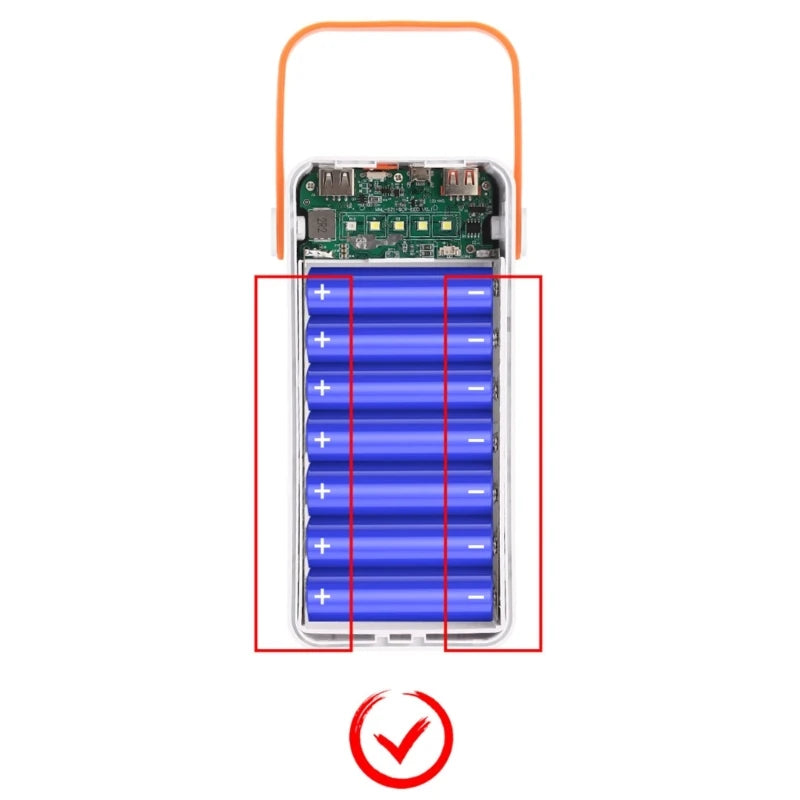 DIY Power Bank Case 18650x21 PD QC4.0 3.0 22.5W Fast Charge Battery Storage Box with Micro Type-c Charging Cable Camping Light