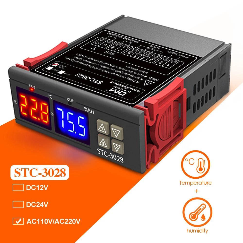 STC-3028 Wired Temperature Controller Digital Thermostat Controller Temperature And Humidity Controller Sensor AC 220V DC12V 24V