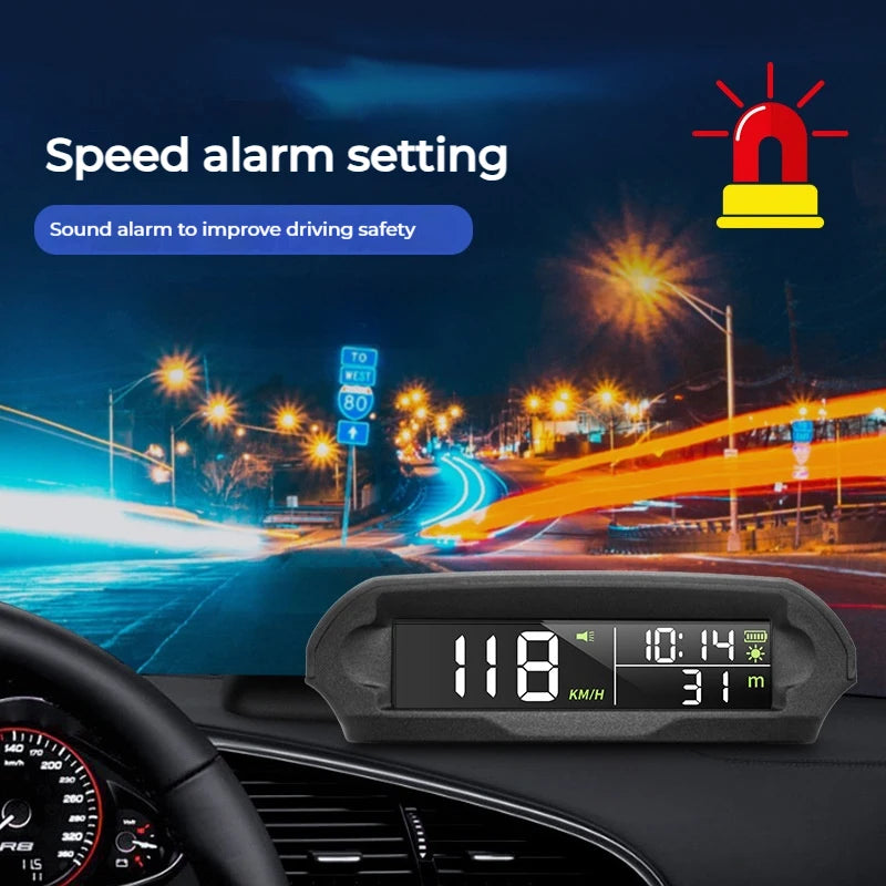 Auto GPS Speedometer With Solar Charging Car HUD Head up Display Car Smart Digital Alarm Reminder Meter Electronics Accessories