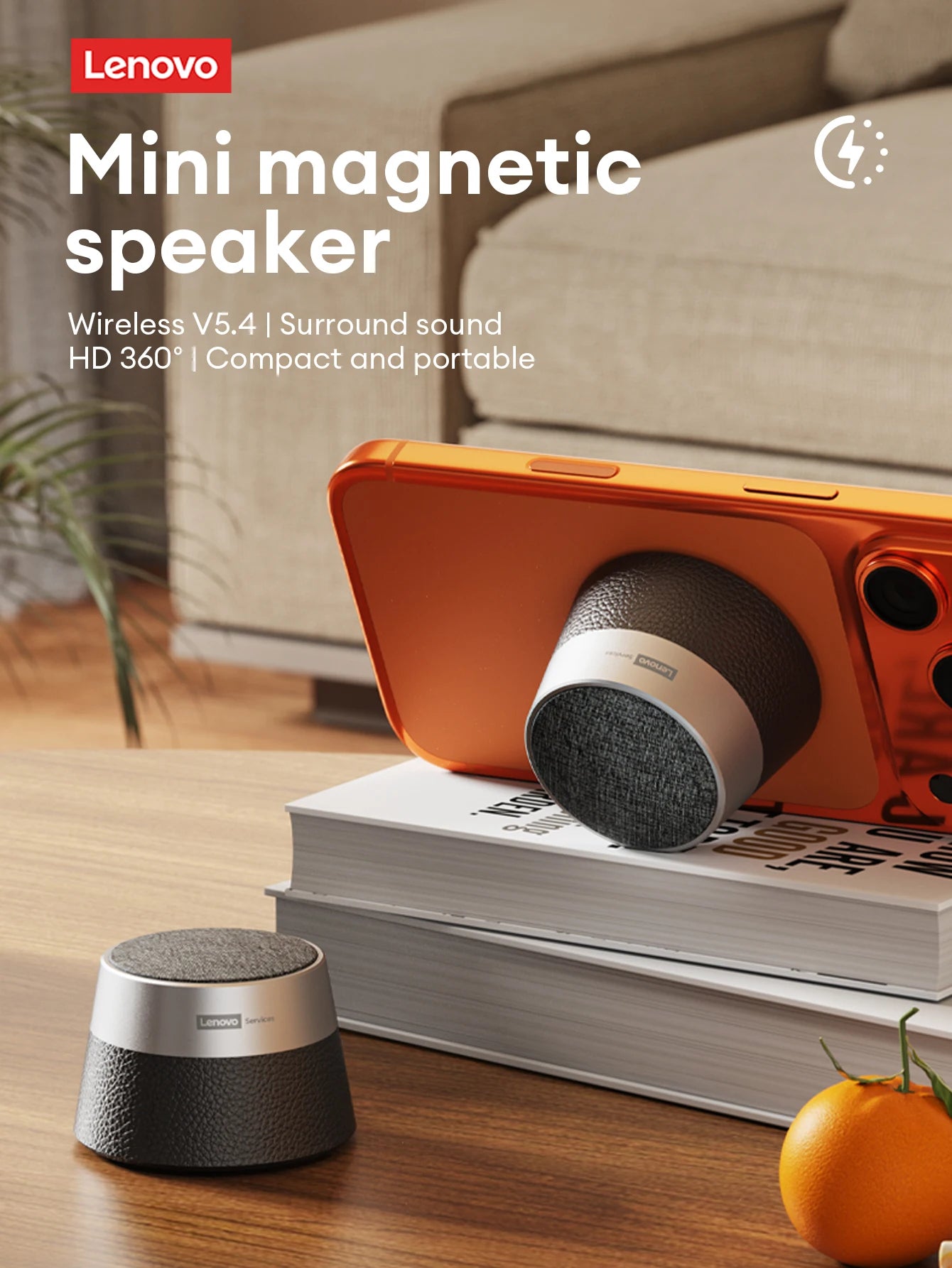 Choice Lenovo Bluetooth Speaker Magnetic Wireless Bluetooth 5.4 Player IPX5 Waterproof Mini Portable Loudspeaker Music HD103 Pro