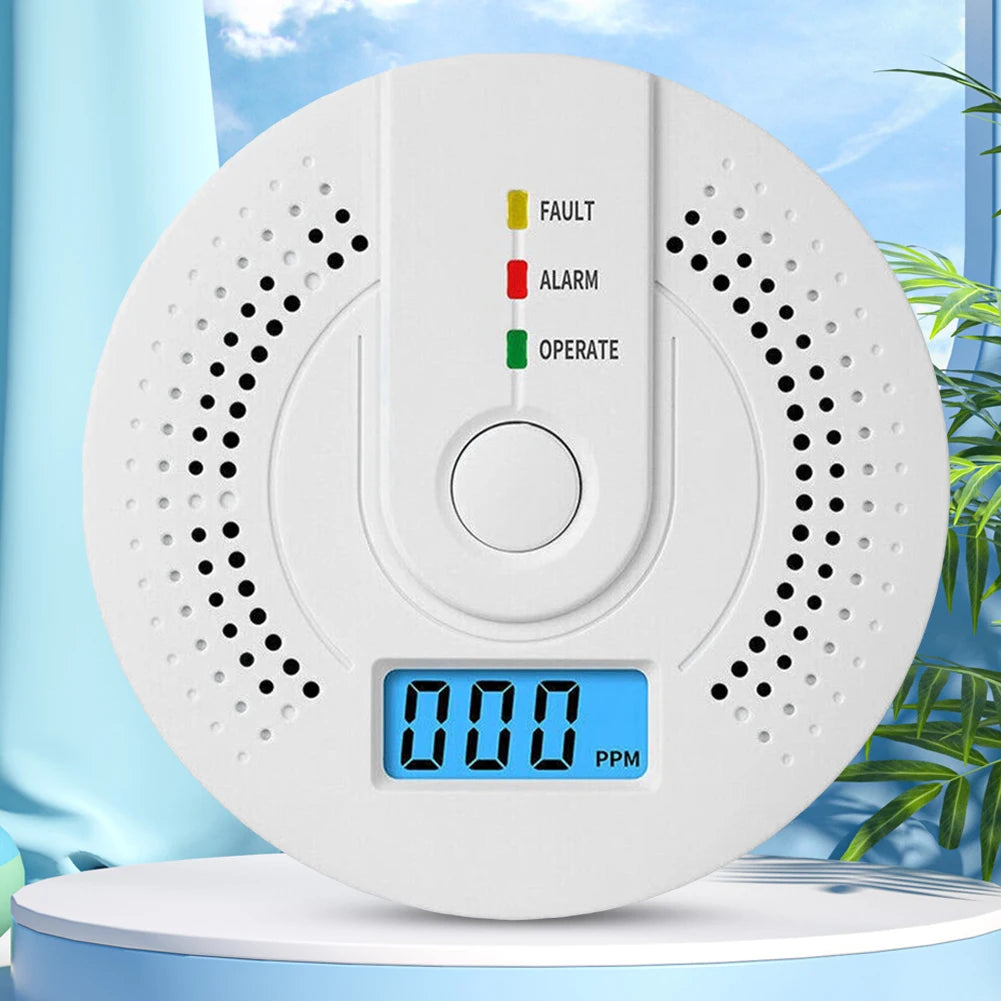 Smart Carbon Monoxide Detector Alarm Sound Warning LCD Digital Display Home Indoor Real-Time CO Monitor Poisoning CO Gas Monitor