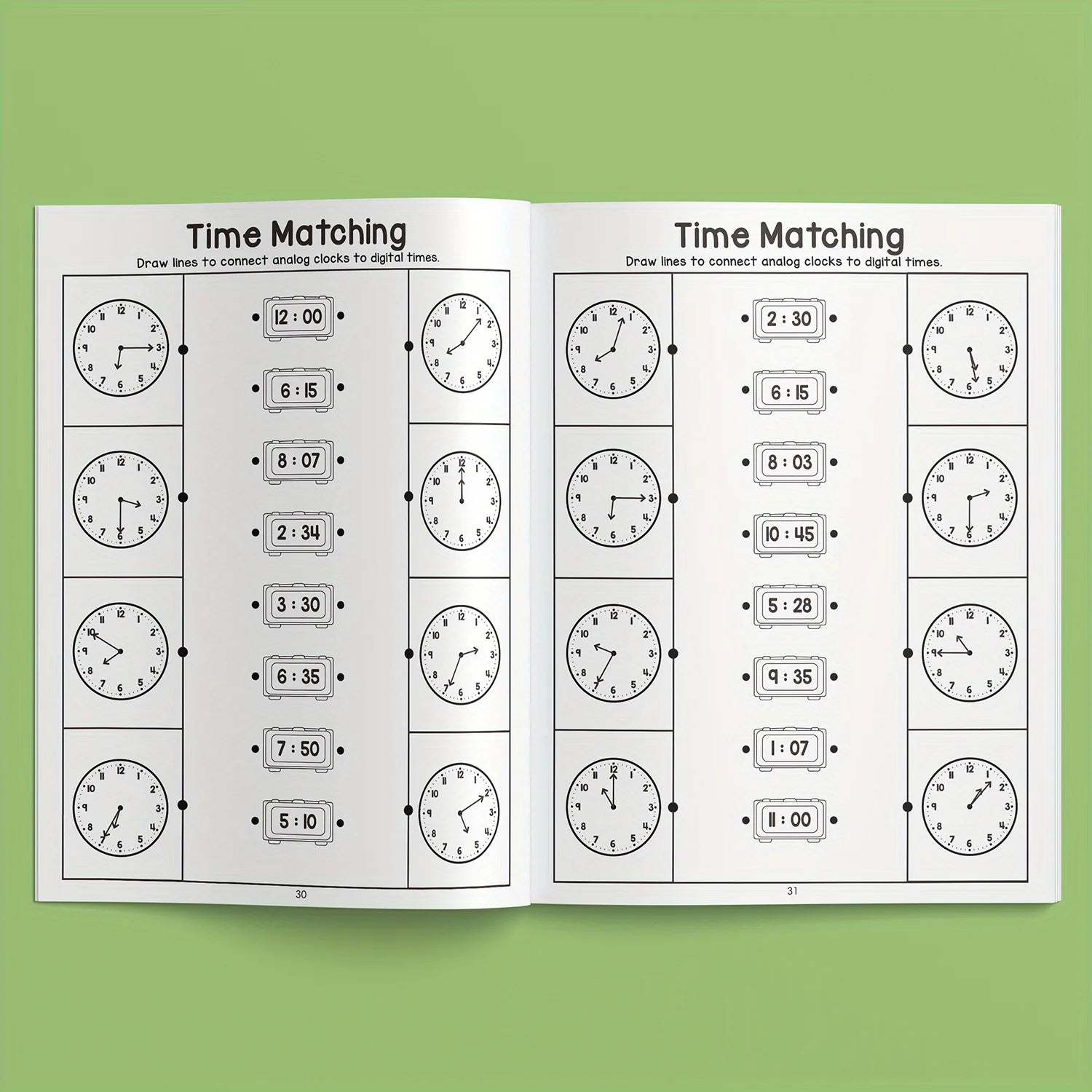 Telling the Time Practice Reading Clocks Workbook Clocks, Hours, Quarter Hours, Five Minutes, Minutes, Digital and Analog Clocks