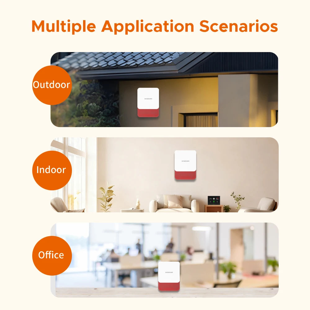 Staniot Indoor Siren Alarm 115dB High Decibel Wireless 433MHz Tuya Anti-Theft Smart Home Devices Waterproof House Alarm System