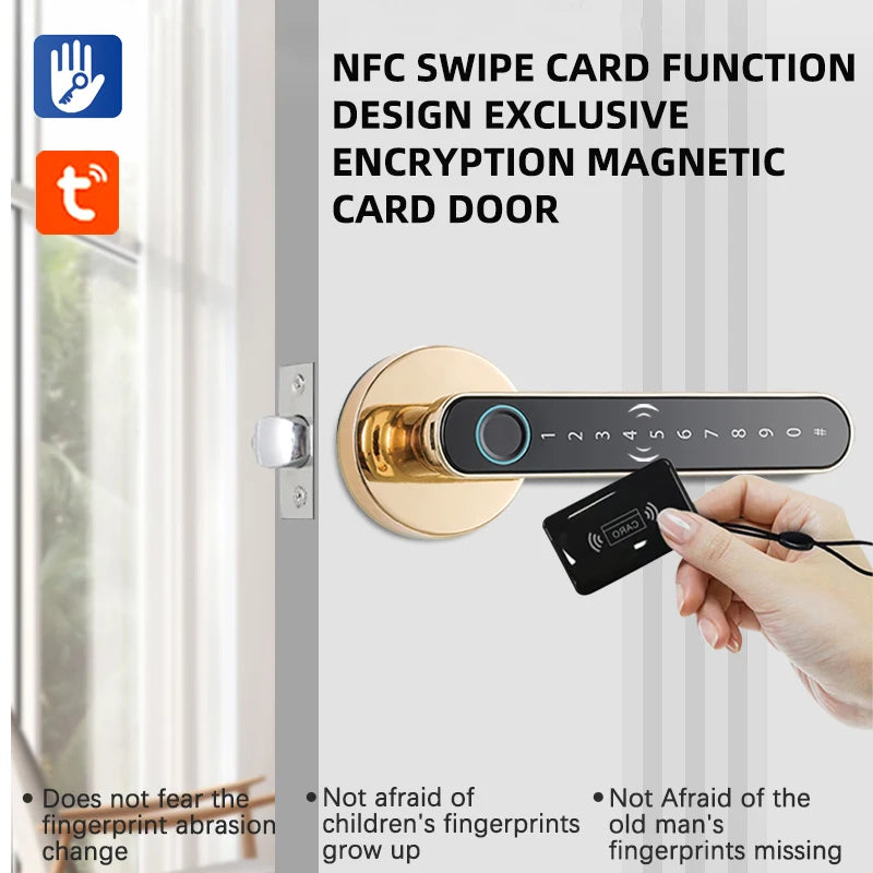 Fingerprint door lock with card keypad Smart door lock for bedroom Electronic lock with passcode App unlock for Interior doors
