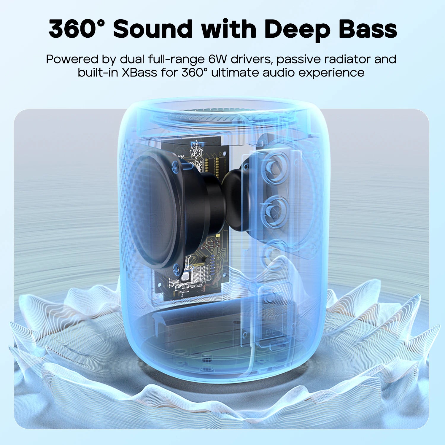 TRIBIT New StormBox Mini+ Portable Bluetooth Speaker,12W Power 360° Sound With XBass, LEDs, APP Control, IPX7 Waterproof Outdoo