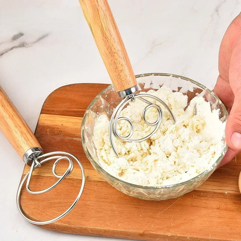 Manual Dough Mixer Danish Dough Whisk Stainless Steel Egg Beater Cake Pastry Flours Blenders Kitchen Baking Blender Tools