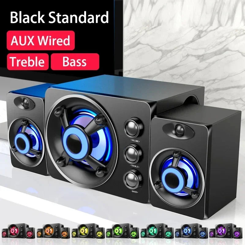 Upgrade HIFI 3D Stereo Speakers With LED Light AUX USB Wired Wireless Bluetooeh 5.0 Audio Home Theater Surround Sound Bar TV