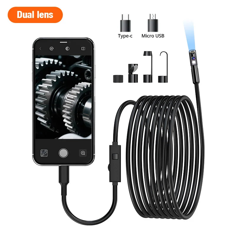 KERUI Single/Dual Lens Endoscope Camera For iPhone iPad IOS & Android Type-c Led Light IP67 Borescope Industry Inspection Camera