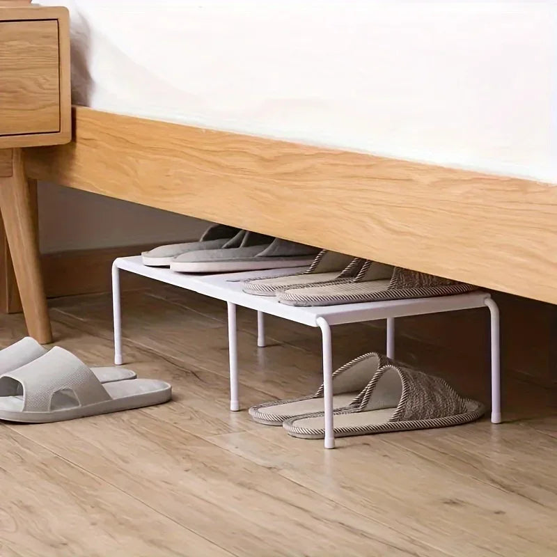 Adjustable Plastic Shoe Rack Multi-Tier Storage Organizer Space Saving for Sneakers Slippers Home Dorm Closet White Gray Modern