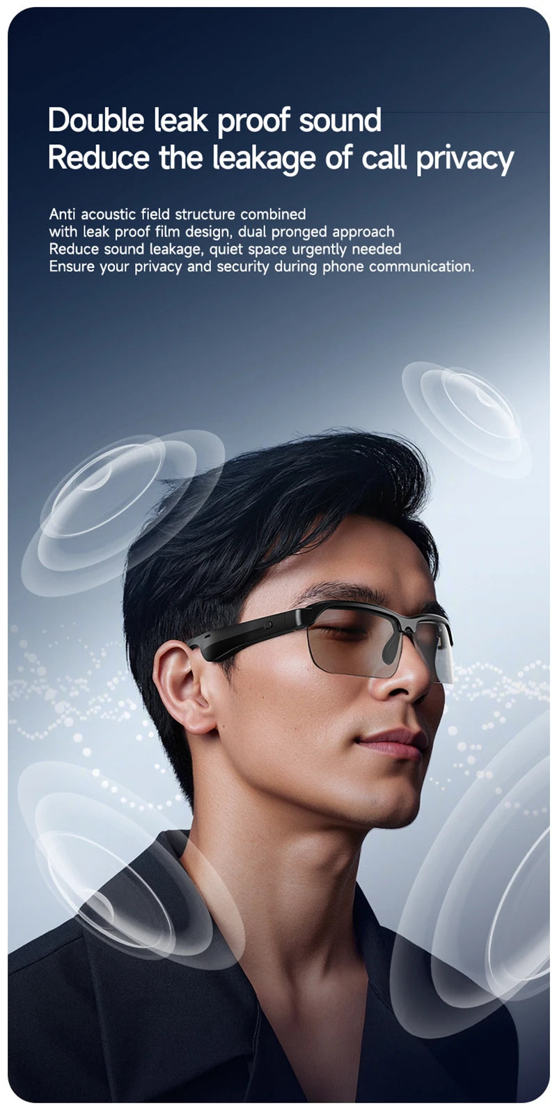 AI HD Smart Glasses Bluetooth Music Glasses Voice Assistant Calling Control Music UV Polarized Multifunctional Sunglasses