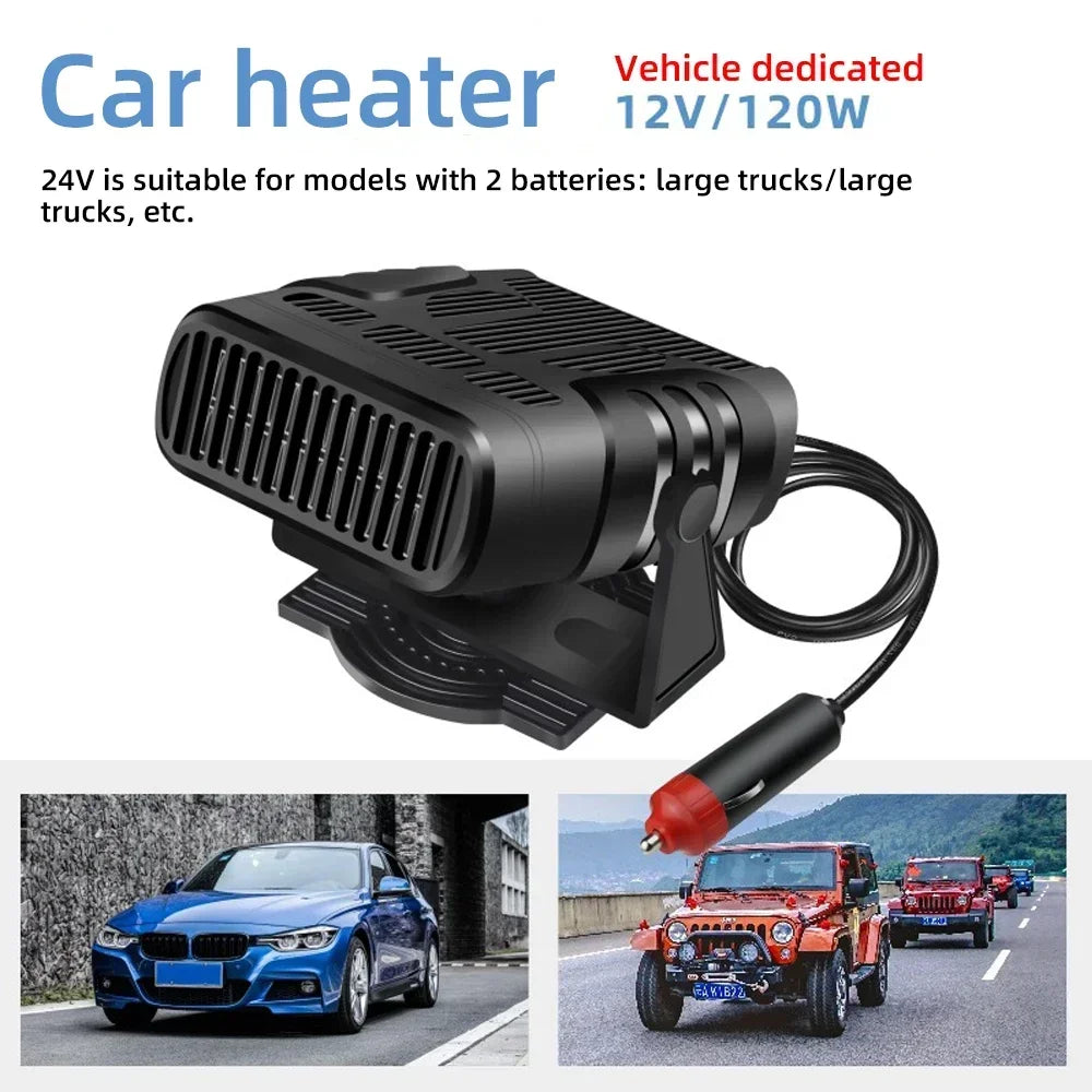 12/24V Car Heater 2 in 1 Car Cooling & Heater Fan Car Windshield Fast Heating Defrost Defogger Electric Heating Dryer Demister