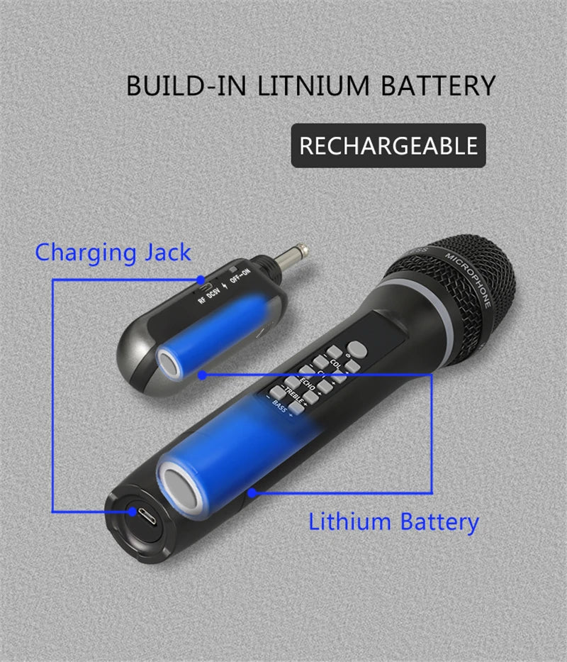 Professional UHF Wireless Microphone Handheld Bluetooth Karaoke Microphone Recording Studio Home Party Singing for Car Speaker