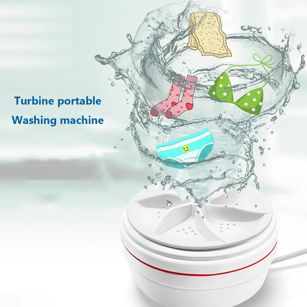 Portable Mini Washing Machine USB Powered Ultrasonic Turbo Washing Machine Rotating Mini Ultrasonic Turbo Washer for Home Travel