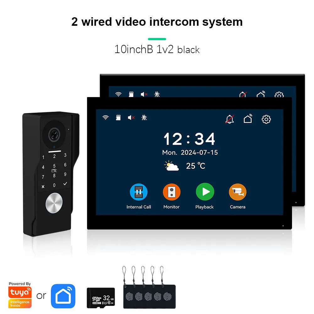 ANJIELO2Wire Digital Video Intercom System TUYA Smart 1080P Doorphone Camera Video Doorbell Support Gate DoorLockRemote Control