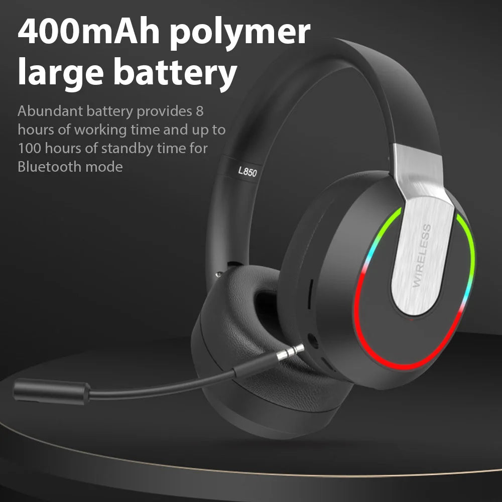 Wireless Headphones with MicroPhone Game Headset Blutooth 5.1 Gamer Surround Stereo Earphone Colourful Light PC Laptop Earpiece