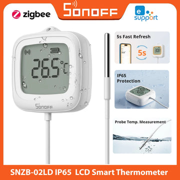 SONOFF SNZB-02LD IP65 Zigbee LCD Smart Thermometer With Probe Detect Pool Bathtub Fridge Freezer Liquid Temperature Measurement