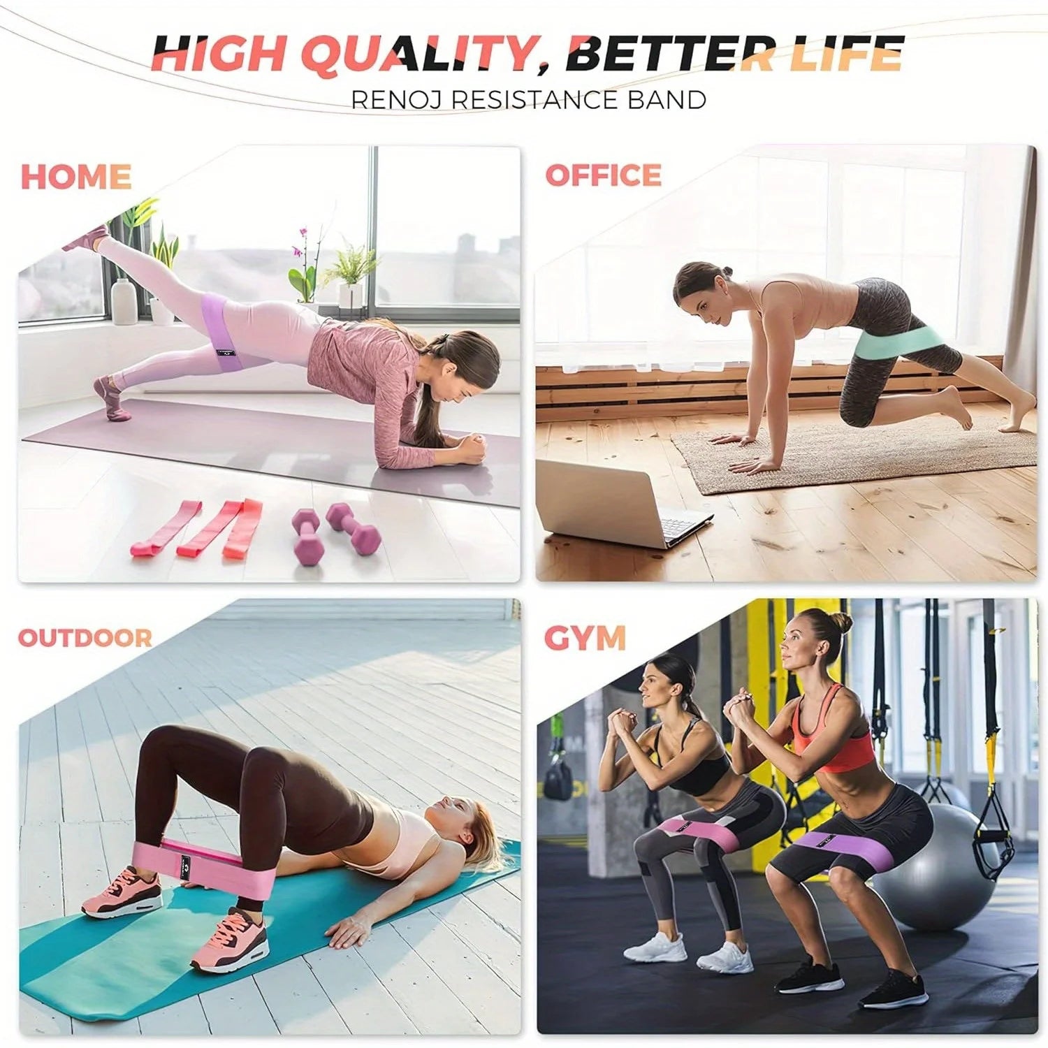 Fabric Resistance Bands for Working Out, 3 Set of Stretch Bands for Booty Legs for Yoga Starter, Pilates Flexbands