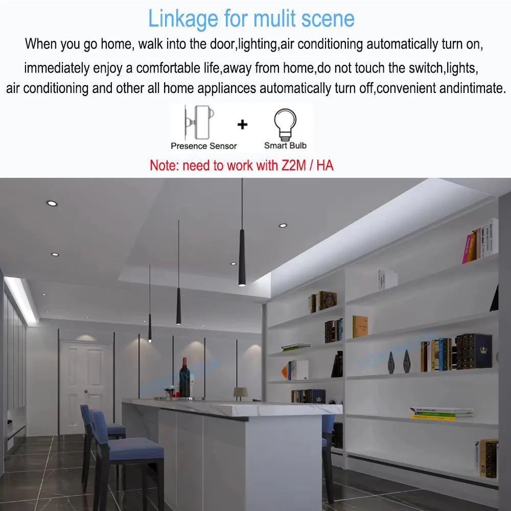 Smart Zigbee Human Presence Detector,Luminance/Distance Detection,  Smart PIR Motion Sensor Support Zigbee 2mqtt Home Assistant