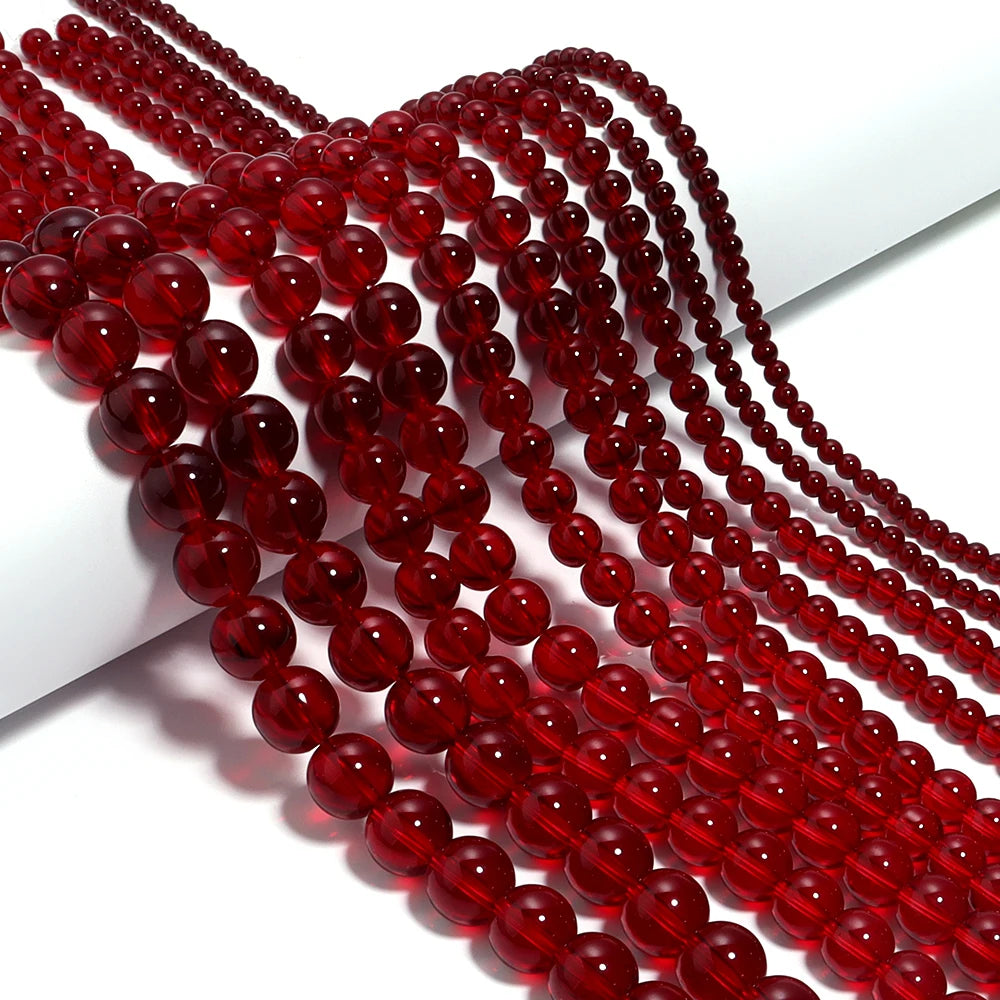 1 String Pomegranate Red  Beads Loose Round Beads Glass Spacer Beads For Jewelry Making DIY  Handmade DIY Bracelet Necklace Ring