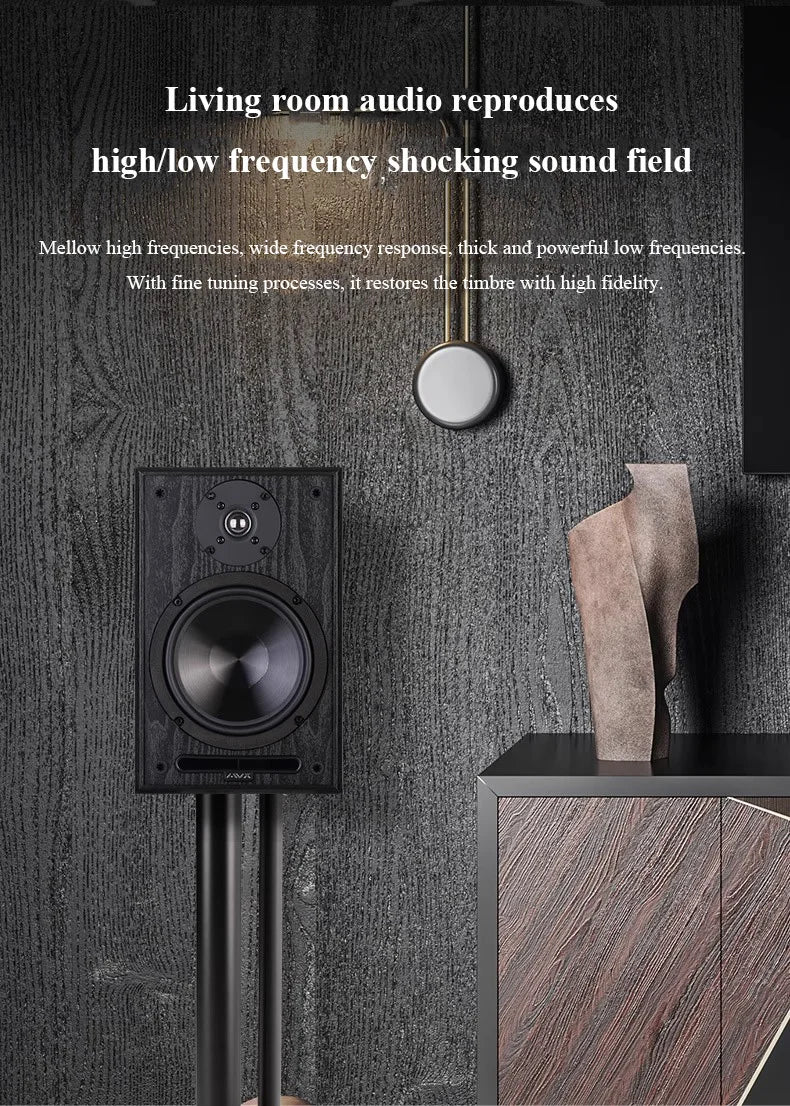 Household 6.5 Inch Bookshelf Speaker 100W*2 Output Power 2 Way HIFI Passive Speaker 2.0 Stereo 1 Inch Silk Film Dome Tweeter