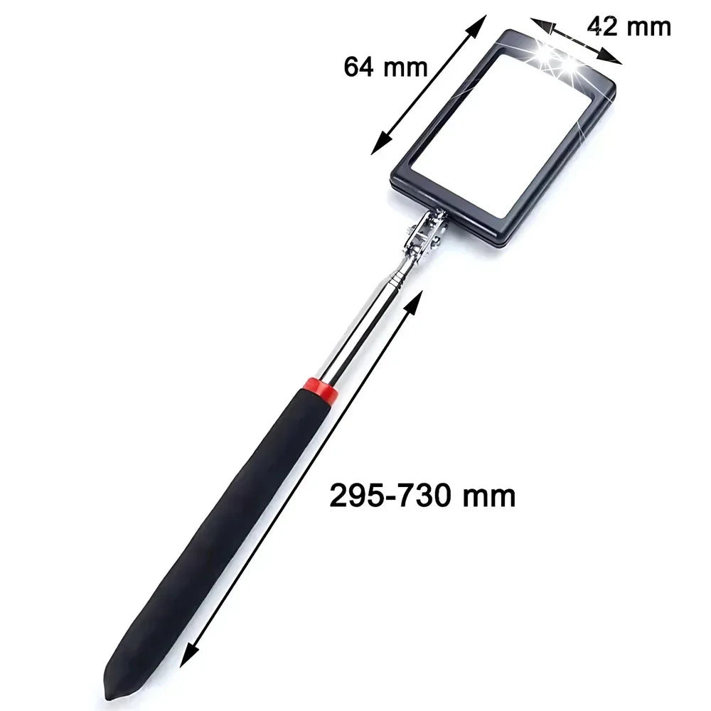 Inspection Mirror LED Light Telescoping Mirrors 360 Rotation Mechanic Tools Magnetic Mirror Telescopic Handle Repairing Tools