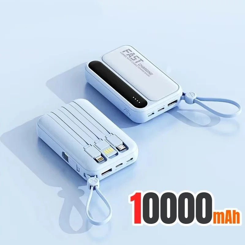 500000mAh Power Bank Large Capacity Built 4 In1 Cables Intelligent Digital Display Portable Battery For iPhone Huawei