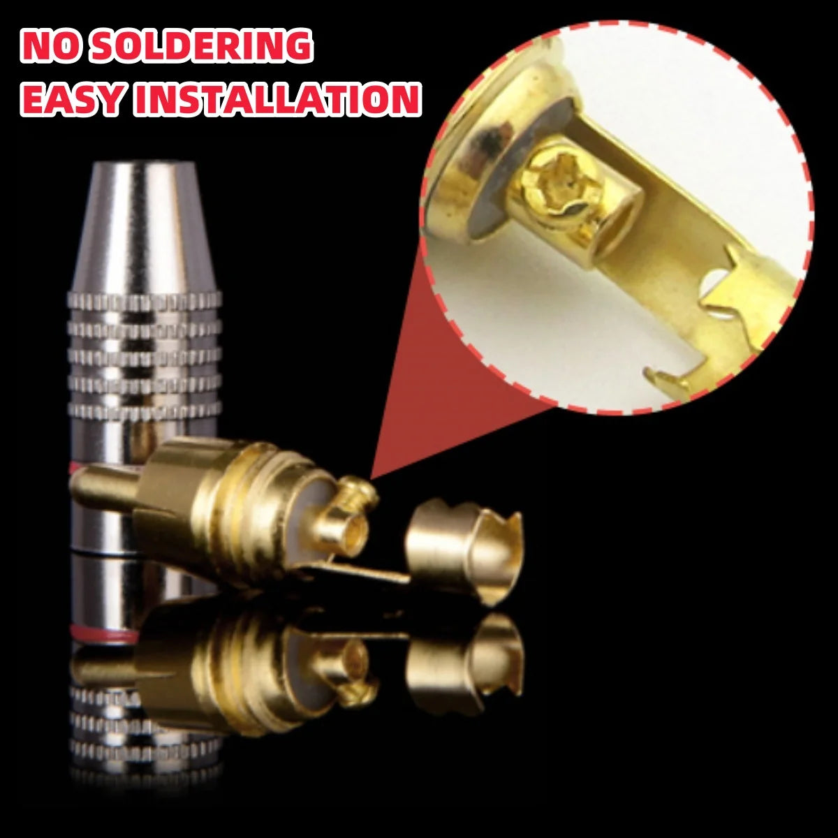 10Pcs RCA Male Plug Solder Gold Audio Video Cable Adapter Connector for Receiver Amplifiers and Sound Systems