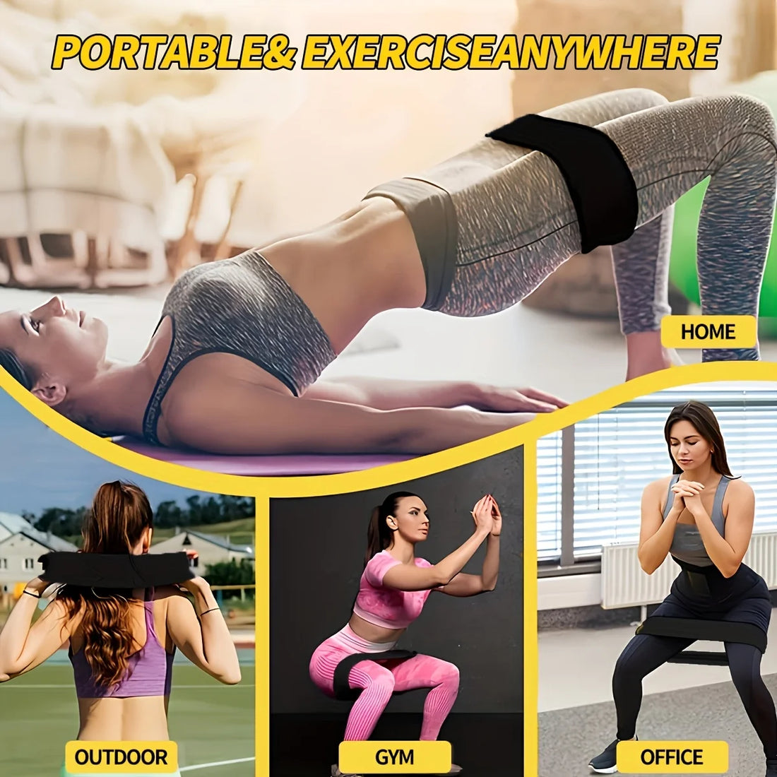 3pcs Yoga Pilates Strength Training Elastic Resistance Bands for Legs and Butt urable Fitness for Home Workouts, Yoga, Pilates