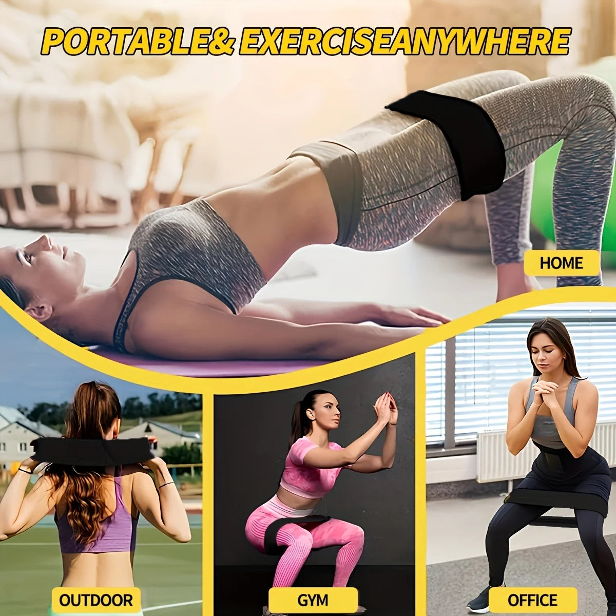 3pcs Yoga Pilates Strength Training Elastic Resistance Bands for Legs and Butt urable Fitness for Home Workouts, Yoga, Pilates