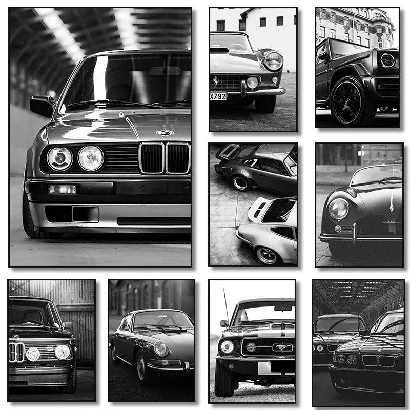 AA Modern Fashion Wall Art Simple Black and White Luxury Car HD Canvas Poster Prints Home Bedroom Living Room Decoration Mural