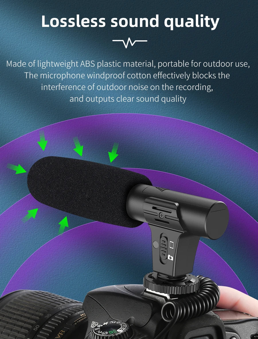 MAMEN Video Recording Microphone with Long Spring Cable Plug and Play for Phone SLR Camera for Vlog Interview Podcast Microfone